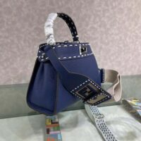 Fendi Women Peekaboo Iconic Mini Full Grain Leather Bag-navy (1)