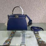 Fendi Women Peekaboo Iconic Mini Full Grain Leather Bag-Navy - Image 4