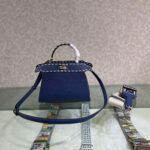 Fendi Women Peekaboo Iconic Mini Full Grain Leather Bag-Navy - Image 3