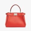 Fendi Women Peekaboo Iconic Mini Full Grain Leather Bag-Red