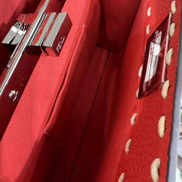 Fendi Women Peekaboo Iconic Mini Full Grain Leather Bag-red (6)