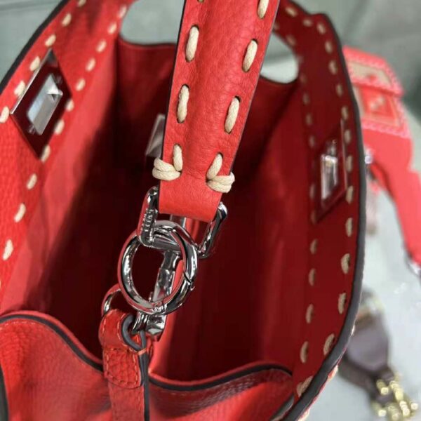 Fendi Women Peekaboo Iconic Mini Full Grain Leather Bag-red (7)