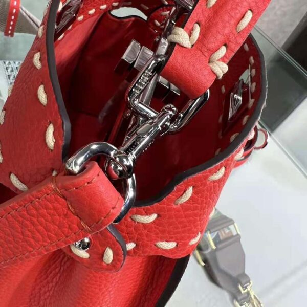 Fendi Women Peekaboo Iconic Mini Full Grain Leather Bag-red (8)