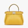 Fendi Women Peekaboo Iconic Mini Full Grain Leather Bag-Yellow