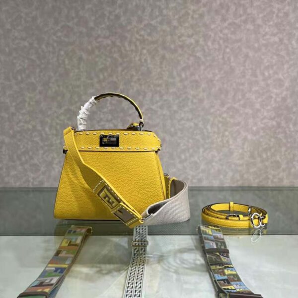 Fendi Women Peekaboo Iconic Mini Full Grain Leather Bag-yellow (2)