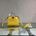 Fendi Women Peekaboo Iconic Mini Full Grain Leather Bag-Yellow – Image 2
