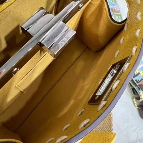 Fendi Women Peekaboo Iconic Mini Full Grain Leather Bag-yellow (7)