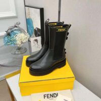 Fendi Women Promenades Black Leather Biker Boots (1)