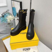 Fendi Women Promenades Black Leather Biker Boots (1)
