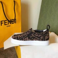 Fendi Women Rise Brown Fabric Slip Ons (1)