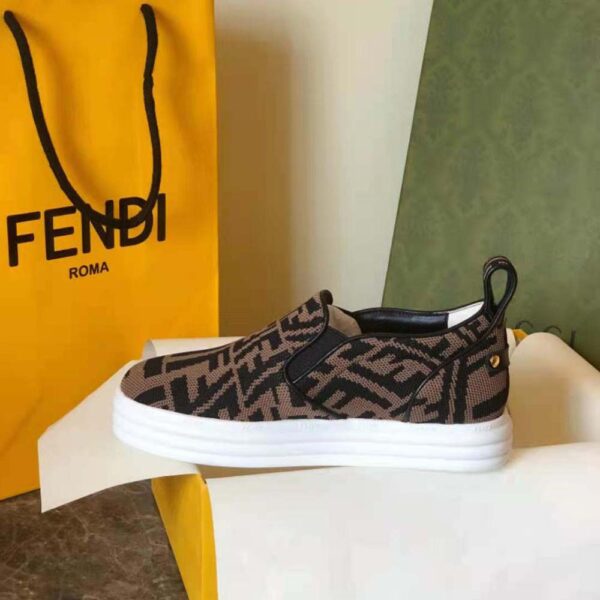 Fendi Women Rise Brown Fabric Slip Ons (10)