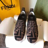 Fendi Women Rise Brown Fabric Slip Ons (1)