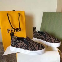 Fendi Women Rise Brown Fabric Slip Ons (1)