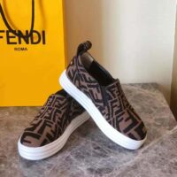 Fendi Women Rise Brown Fabric Slip Ons (1)