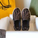 Fendi Women Rise Brown Fabric Slip Ons - Image 6