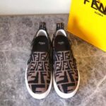 Fendi Women Rise Brown Fabric Slip Ons - Image 5