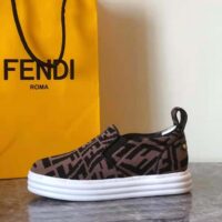 Fendi Women Rise Brown Fabric Slip Ons (1)