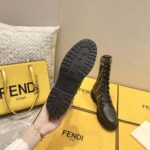 Fendi Women Rockoko Black/Brown Leather Biker Boots with Stretch Fabric - Image 8