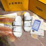 Fendi Women Sandals White Fabric Sandals - Imagen 3