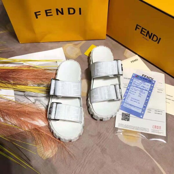 Fendi Women Sandals White Fabric Sandals (3)