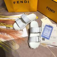 Fendi Women Sandals White Fabric Sandals (1)