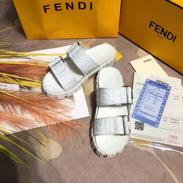 Fendi Women Sandals White Fabric Sandals (4)