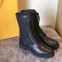 Fendi Women Signature Black Leather Biker Boots (1)