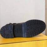 Fendi Women Signature Black Leather Biker Boots - Imagen 8