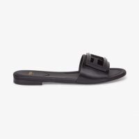 Fendi Women Signature Black Leather Slides in 0.4 inches Heel Height (1)