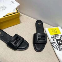 Fendi Women Signature Black Leather Slides in 0.4 inches Heel Height (1)