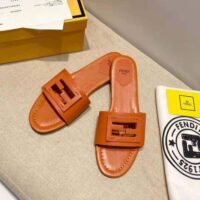 Fendi Women Signature Brown Leather Slides in 0.4 inches Heel Height (1)