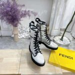 Fendi Women Signature Gray Canvas Biker Boots - Imagen 3