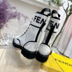 Fendi Women Signature Gray Canvas Biker Boots - Imagen 8
