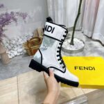 Fendi Women Signature Gray Canvas Biker Boots - Imagen 7