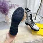 Fendi Women Signature Gray Canvas Biker Boots - Imagen 9