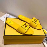 Fendi Women Signature Yellow Leather Slides in 0.4 inches Heel Height (1)