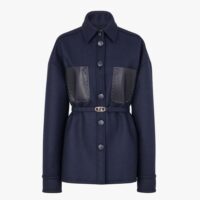 Fendi Women Single-Breasted Blue Wool Go-To Jacket (1)