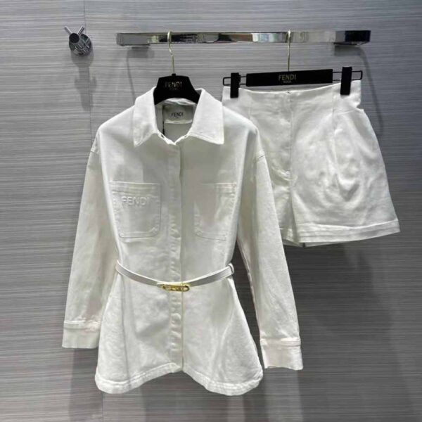 Fendi Women Single-breasted Go-To White Denim Go-To Jacket (2)