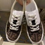 Fendi Women Sneakers Brown Fabric Low-Tops-White - Imagen 6