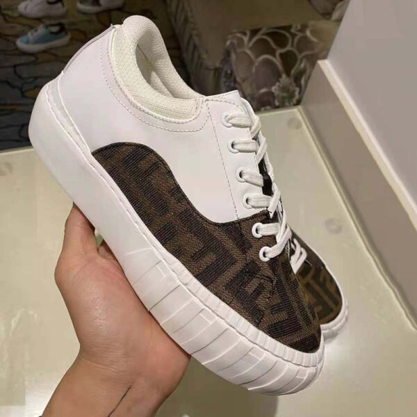 Fendi Women Sneakers Brown Fabric Low-Tops-White (2)
