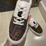Fendi Women Sneakers Brown Fabric Low-Tops-White - Imagen 8