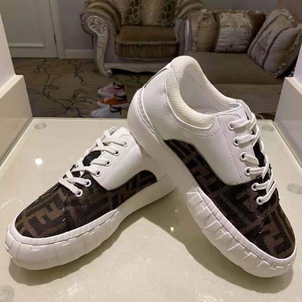 Fendi Women Sneakers Brown Fabric Low-Tops-White (5)
