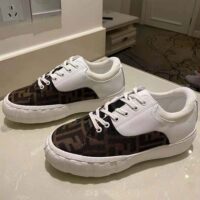 Fendi Women Sneakers Brown Fabric Low-Tops-White (1)