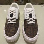Fendi Women Sneakers Brown Fabric Low-Tops-White - Imagen 2