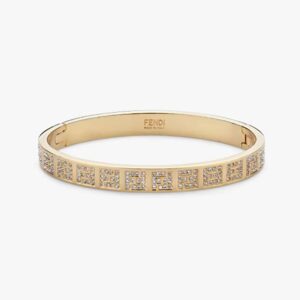 Fendi Women Stiff Narrow-Band FF Bracelet Gold-Colored