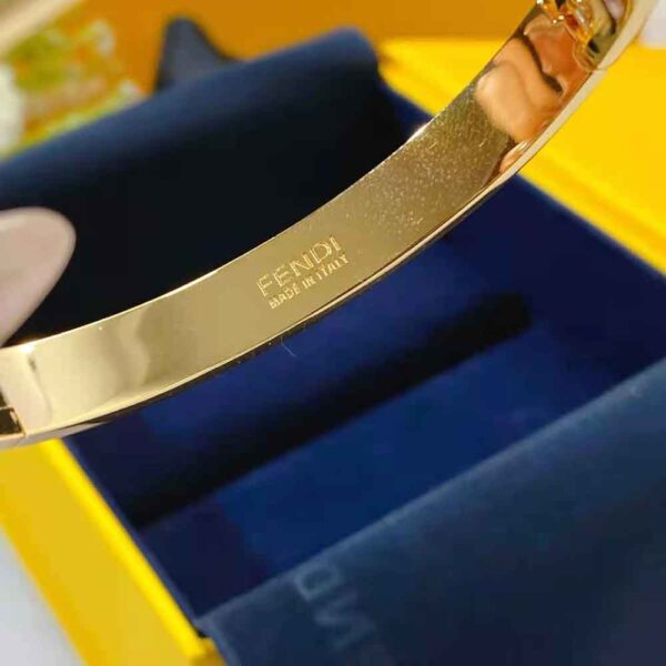 Fendi Women Stiff Narrow-Band FF Bracelet Gold-colored (4)