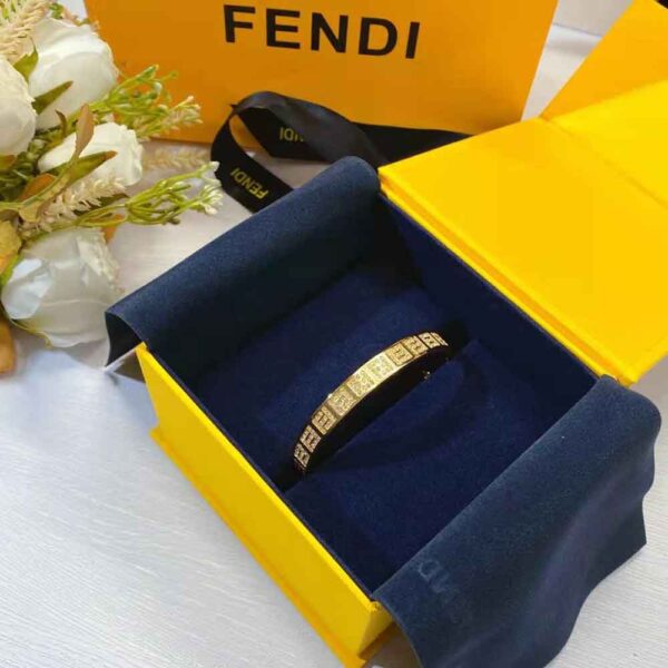 Fendi Women Stiff Narrow-Band FF Bracelet Gold-colored (5)