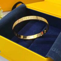 Fendi Women Stiff Narrow-Band FF Bracelet Gold-colored (1)