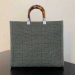 Fendi Women Sunshine Medium FF Fabric Shopper-Green – Bild 3