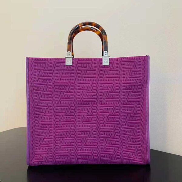 Fendi Women Sunshine Medium FF Fabric Shopper-purple (4)